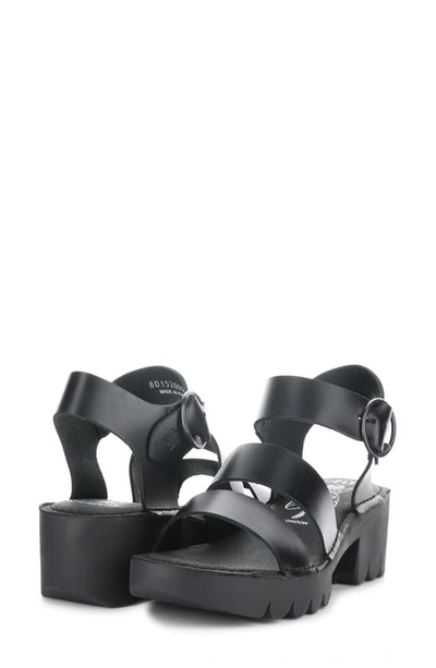 Shop Fly London Egly Piatform Sandal In Black Bridle