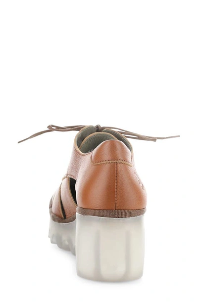Fly London Bogi Platform Wedge Oxford In Tan Mousse