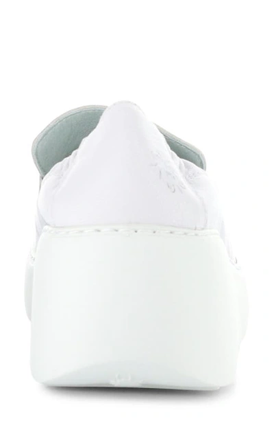 Fly London Duli Platform Wedge Loafer In White Mousse