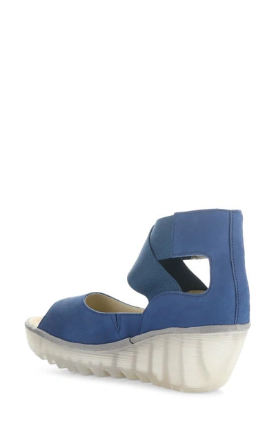 Fly London Yefi Platform Wedge Sandal In Blue Cupido