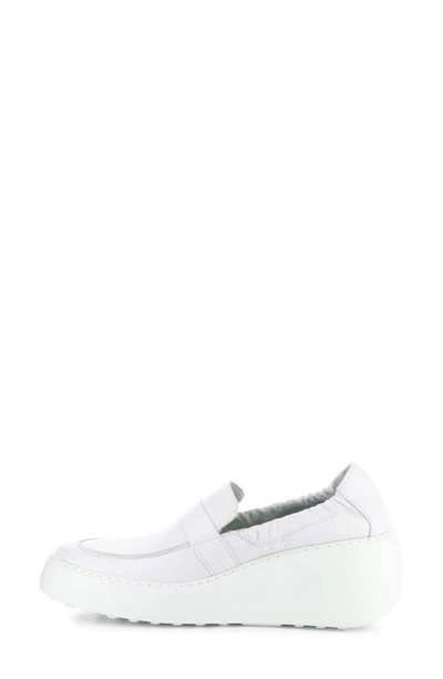 Fly London Duli Platform Wedge Loafer In White Mousse