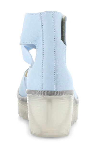 Fly London Yefi Platform Wedge Sandal In Sky Blue Cupido