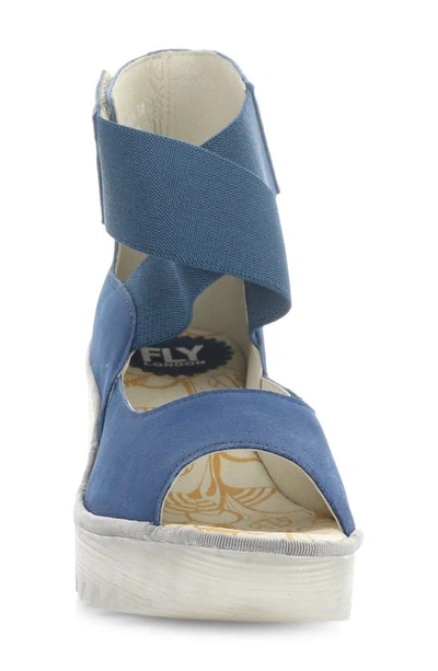 Fly London Yefi Platform Wedge Sandal In Blue Cupido