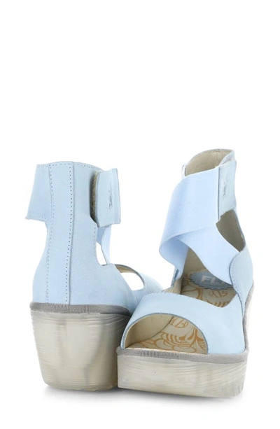 Fly London Yefi Platform Wedge Sandal In Sky Blue Cupido