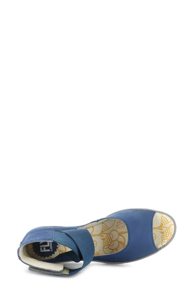 Fly London Yefi Platform Wedge Sandal In Blue Cupido