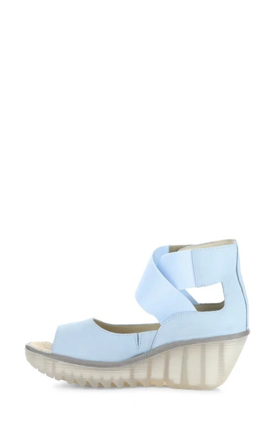 Fly London Yefi Platform Wedge Sandal In Sky Blue Cupido