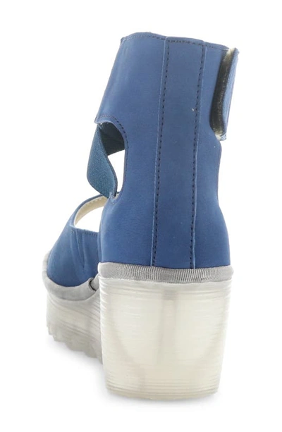 Fly London Yefi Platform Wedge Sandal In Blue Cupido
