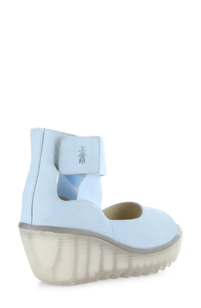 Fly London Yefi Platform Wedge Sandal In Sky Blue Cupido