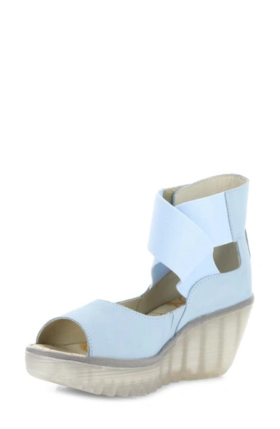 Fly London Yefi Platform Wedge Sandal In Sky Blue Cupido