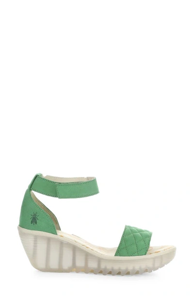 Fly London Yaru Platform Wedge Sandal In Lime Green Cupid