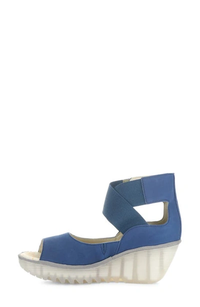 Fly London Yefi Platform Wedge Sandal In Blue Cupido