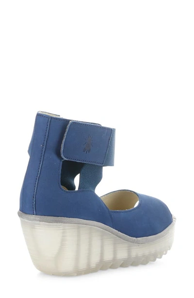 Fly London Yefi Platform Wedge Sandal In Blue Cupido