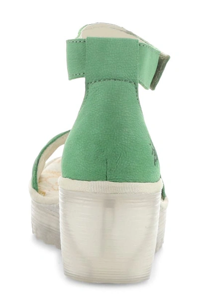 Fly London Yaru Platform Wedge Sandal In Lime Green Cupid