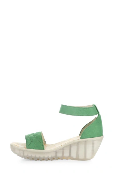 Fly London Yaru Platform Wedge Sandal In Lime Green Cupid