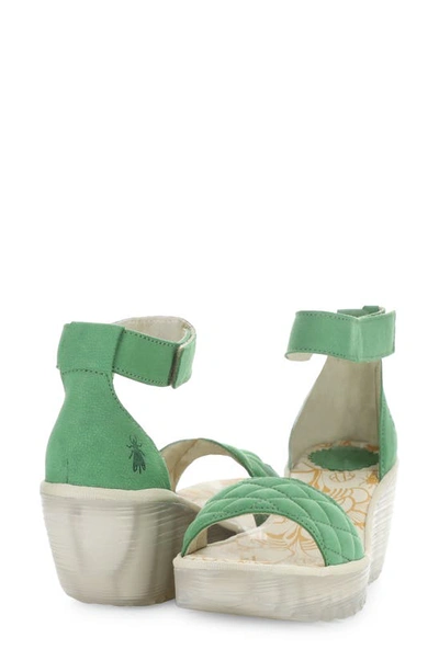 Fly London Yaru Platform Wedge Sandal In Lime Green Cupid