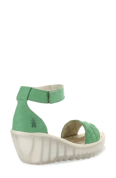 Fly London Yaru Platform Wedge Sandal In Lime Green Cupid