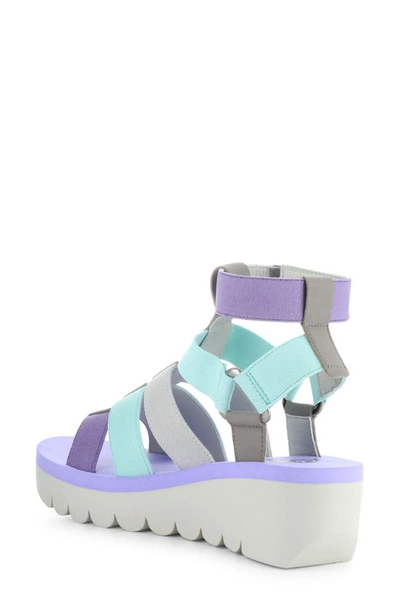 Fly London Yufi Platform Wedge Sandal In Grey/ Multi Cupid