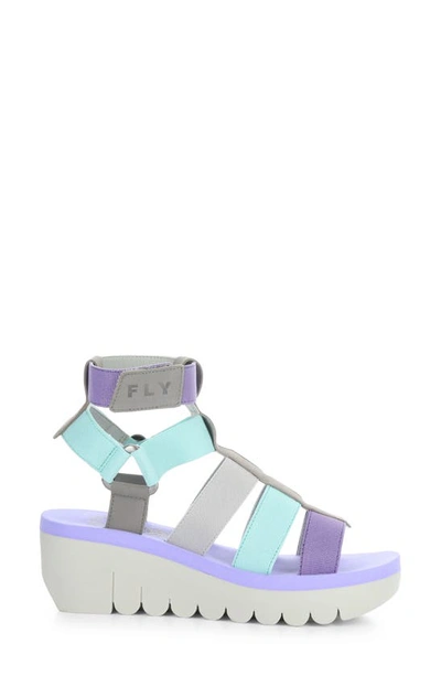 Fly London Yufi Platform Wedge Sandal In Grey/ Multi Cupid