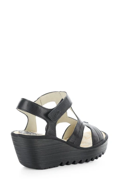 Shop Fly London Yotu Platform Wedge Sandal In Black Mousse