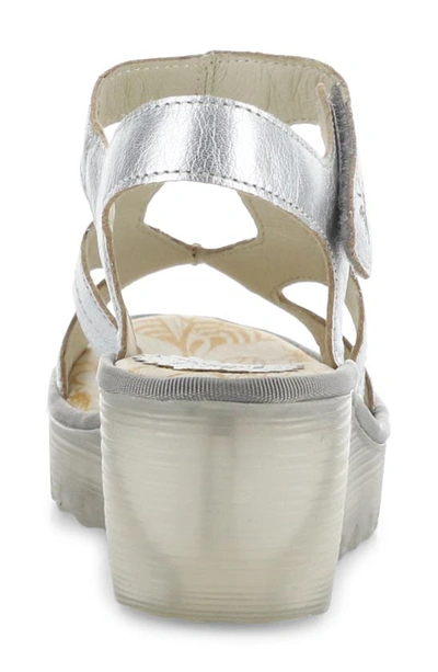 Fly London Yotu Platform Wedge Sandal In Silver Idra