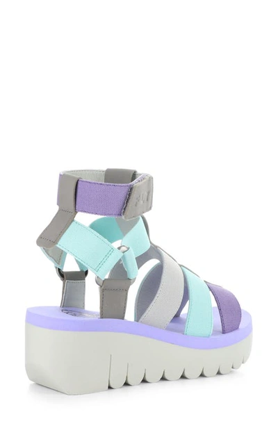 Fly London Yufi Platform Wedge Sandal In Grey/ Multi Cupid