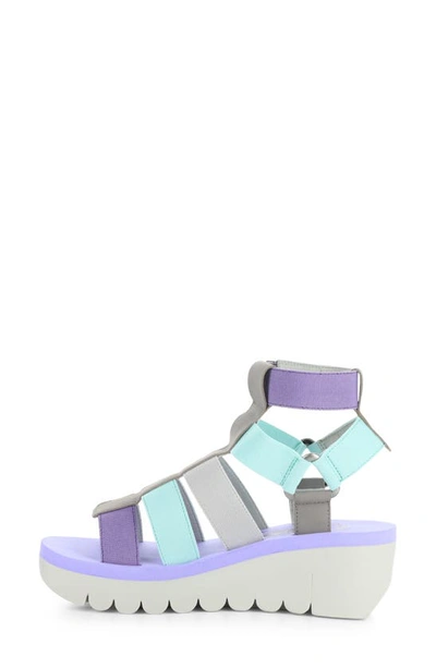 Fly London Yufi Platform Wedge Sandal In Grey/ Multi Cupid