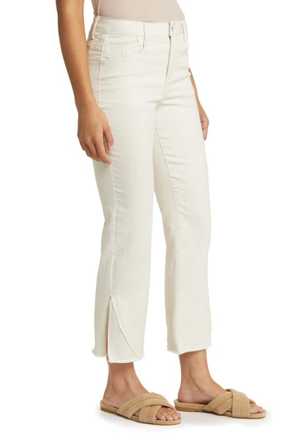 Wit & Wisdom 'ab'solution Frayed High Waist Ankle Barely Bootcut Jeans In Blanched Almond