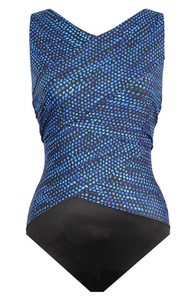 Shop Miraclesuit Dot Come Brio One-piece Swimsuit In Blue Multi