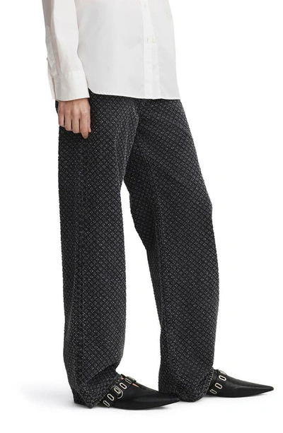 Shop Rag & Bone Logan Embroidered Wide Leg Jeans In Black Tweed