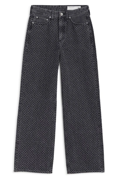 Shop Rag & Bone Logan Embroidered Wide Leg Jeans In Black Tweed