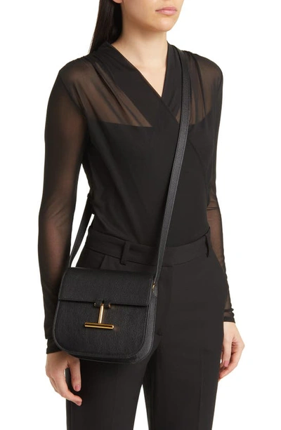 Shop Tom Ford Mini Tara Grained Leather Crossbody Bag In Black