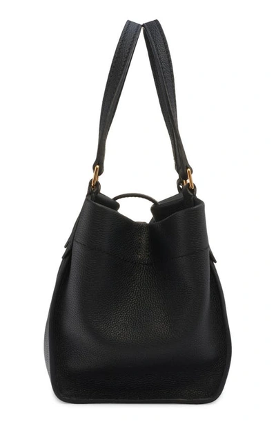 Shop Tom Ford Small Tara Leather Tote In 1n001 Black