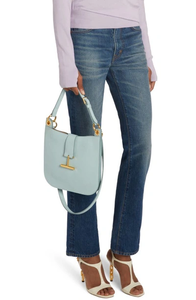Shop Tom Ford Small Tara Leather Top Handle Bag In 1l086 Pastel Blue