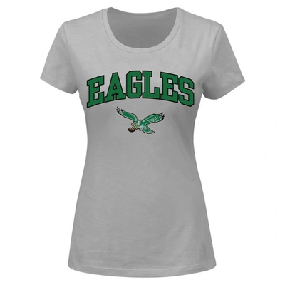 Shop Fanatics Branded Gray Philadelphia Eagles Plus Size Arch Over Logo T-shirt