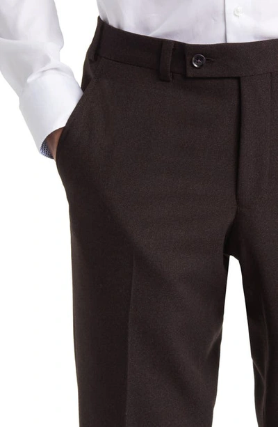 Shop Ted Baker Jerome Flat Front Wool Dress Pants In Tobacco