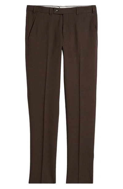 Shop Ted Baker Jerome Flat Front Wool Dress Pants In Tobacco