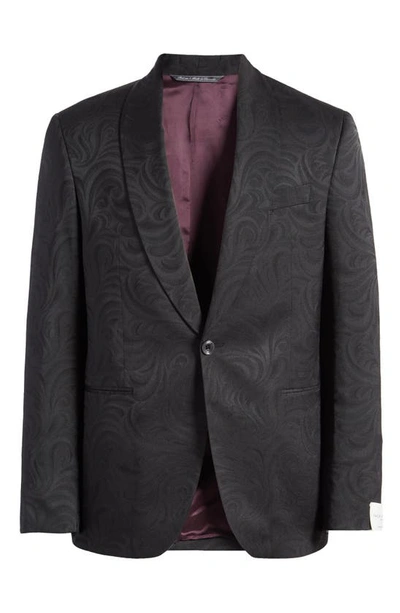 Shop Jack Victor Edison Paisley Shawl Collar Wool Blend Sport Coat In Black