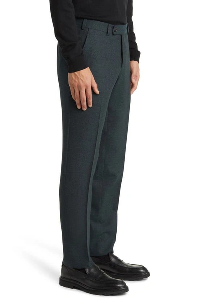 Shop Ted Baker Jerome Flat Front Wool Dress Pants In Forest Teal