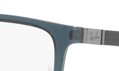 Shop Ray Ban Ray-ban 55mm Rectangular Optical Glasses In Transparent Blue