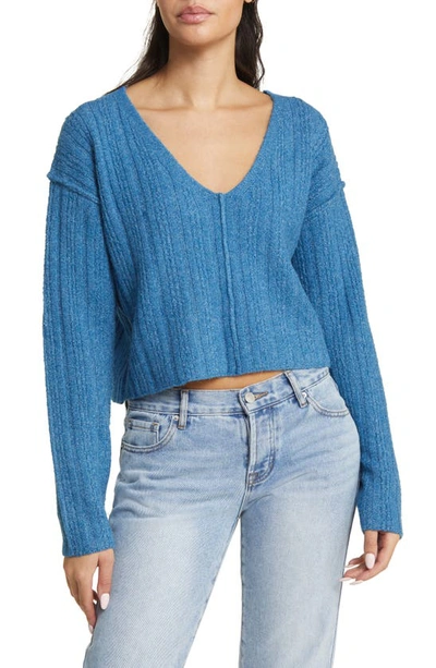Shop Bp. Relaxed Cozy Crop Sweater In Blue Water