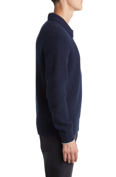 Shop Ted Baker Ademy Ribbed Wool Polo Sweater In Navy