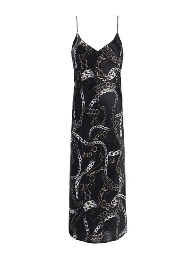 Shop L Agence Seridie Silk Slip Dress In Black Multi Grunge Chain