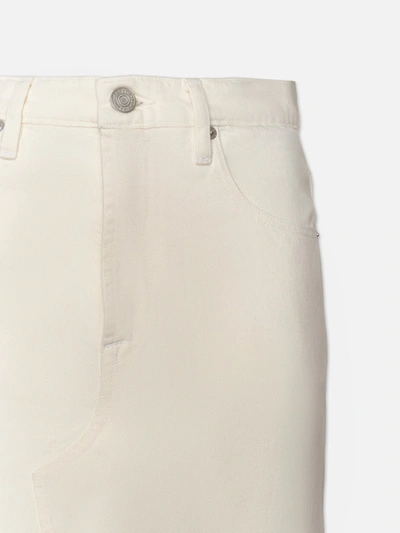 Shop Frame The Midaxi Skirt Angled Seam Raw After Ecru Denim In White