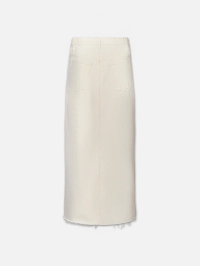 Shop Frame The Midaxi Skirt Angled Seam Raw After Ecru Denim In White