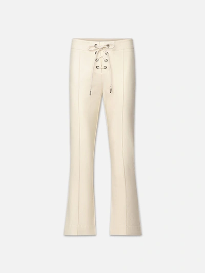 Shop Frame Lace Up Ankle Trouser Pants Cream Cotton In Neutrals
