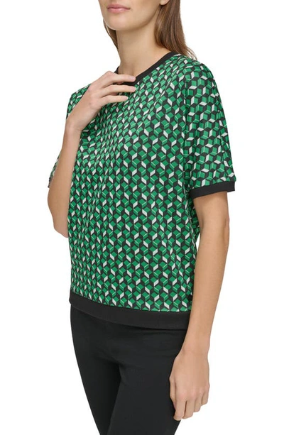 Shop Andrew Marc Sport Geo Jacquard Sweater In Kelly Green Combo