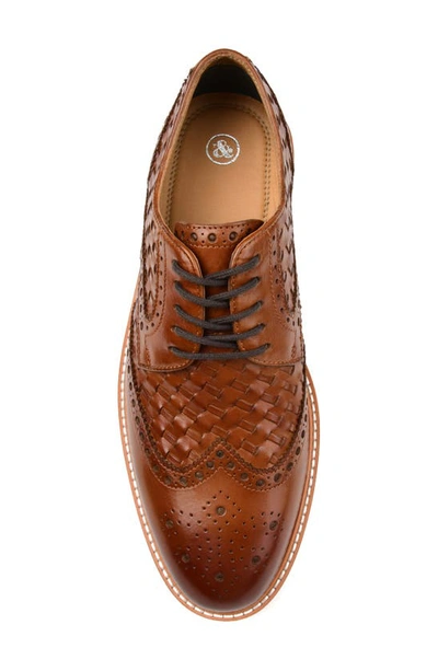Thomas & Vine Radcliff Woven Wingtip Derby In Cognac
