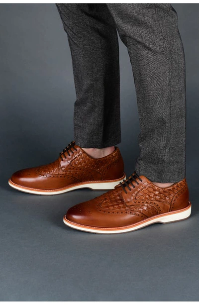 Thomas & Vine Radcliff Woven Wingtip Derby In Cognac