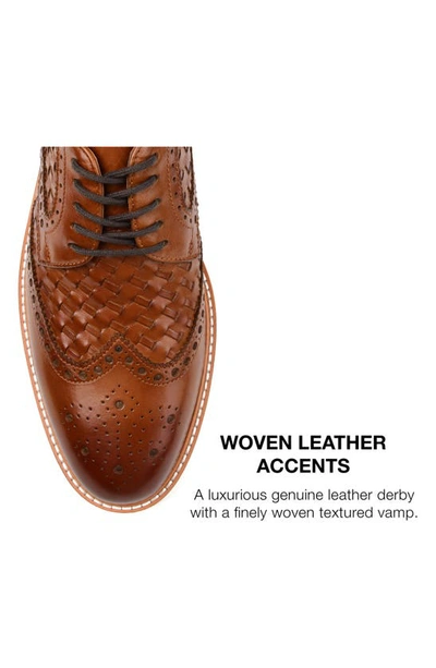 Thomas & Vine Radcliff Woven Wingtip Derby In Cognac