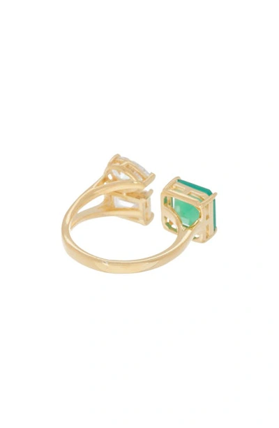 Shop Argento Vivo Sterling Silver Emerald Stone & Cz Split Shank Ring In Gold